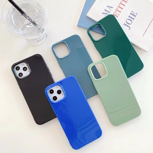Simple Candy Color Glossy Soft Phone Case